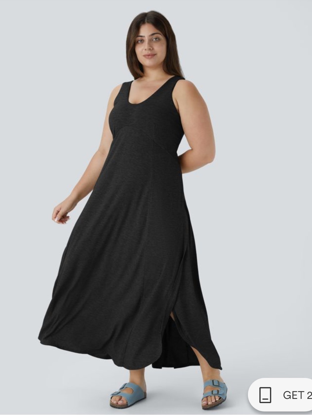 HALARA Black Maxi Tank Dress with Side Slit